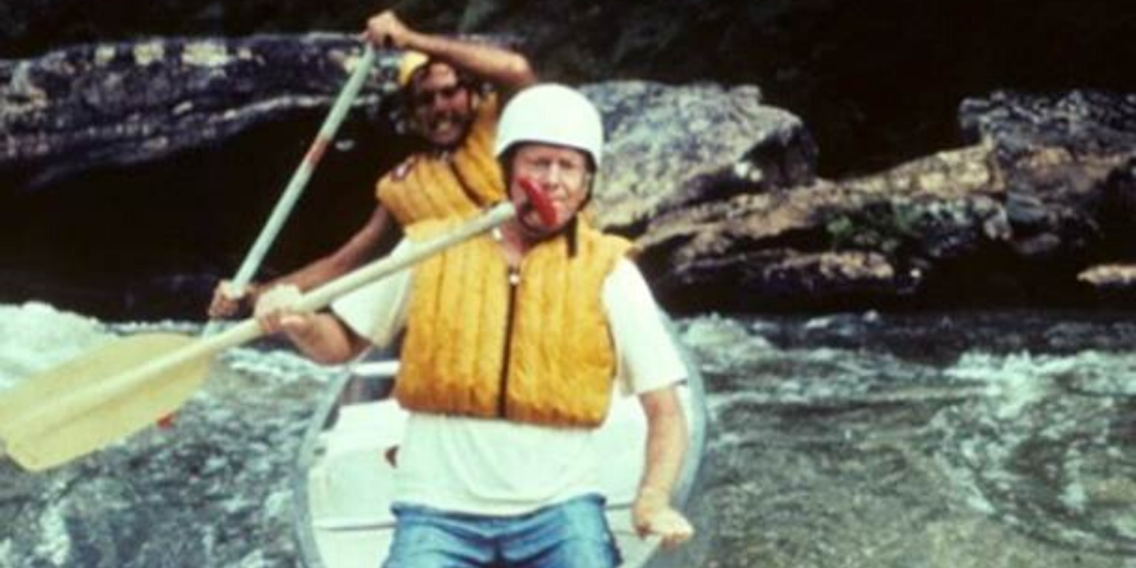 Claude Terry and Jimmy Carter running Bull Sluice rapid on Georgia's Chattooga River.