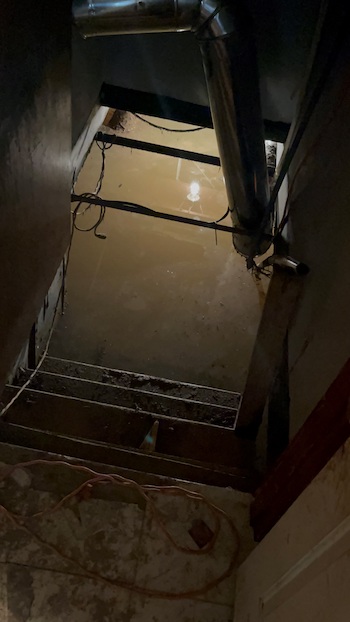 Flooded basement in Cahokia Heights in Centreville, Illinois