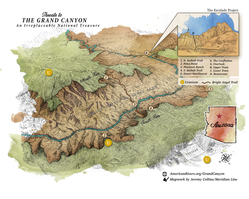 Map of the Colorado River in the Grand Canyon