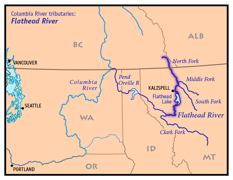 Map of the Flathead River drainage basin showing the North Fork