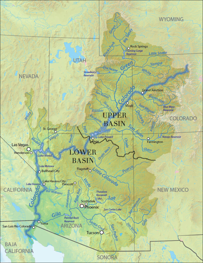Map of the Upper and Lower Colorado River basin