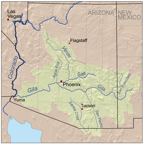 Map of the Gila River watershed