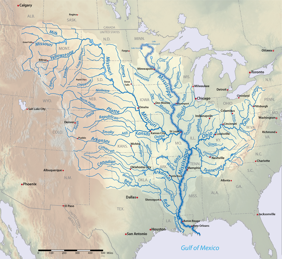 Mississippi River Map With States   Map Mississippi River 