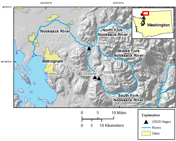 Map of the Nooksack River basin