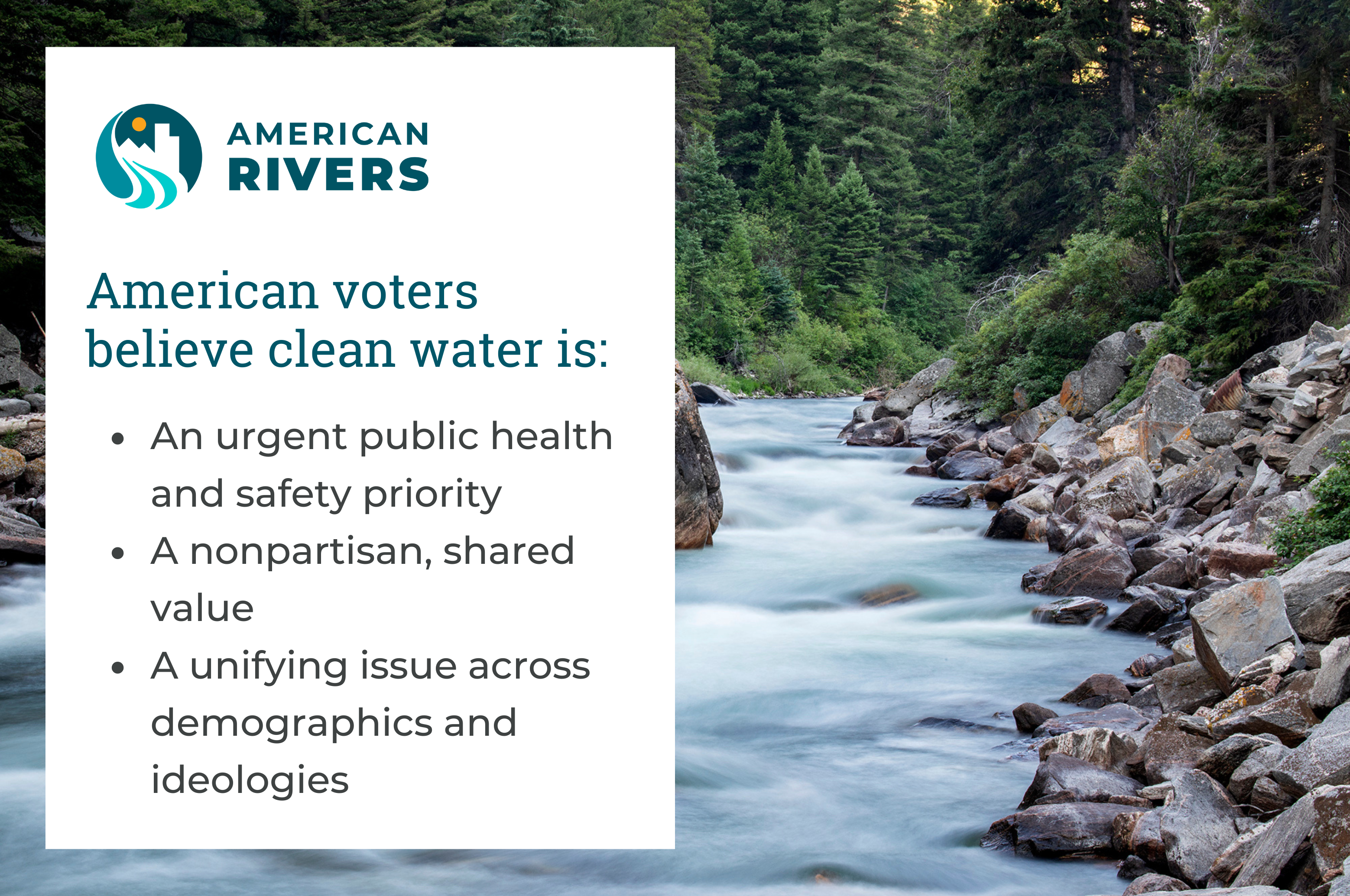 American Voters, Clean Water message | Farmington River, Connecticut | Shutterstock